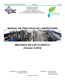 Laboratorio de Mecánica de los Fluidos II CIHAM-UC