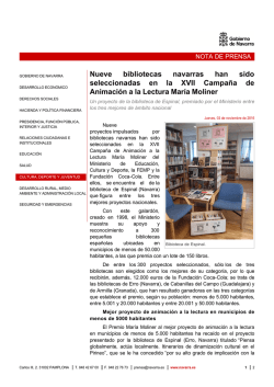 Nueve bibliotecas navarras han sido seleccionadas en la XVII