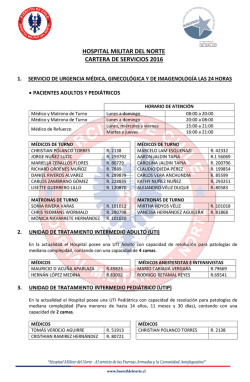 Cartera de Servicios 2016 - Hospital Militar del Norte