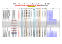 Bariloche - Alojamiento Htls, Apart, Cabañas 2016 / 2017