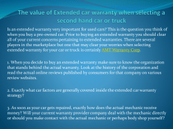 The value of Extended car warranty when selecting a second hand car or truck