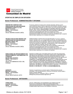 OFERTAS DE EMPLEO EN DIFUSIÓN Sector Profesional