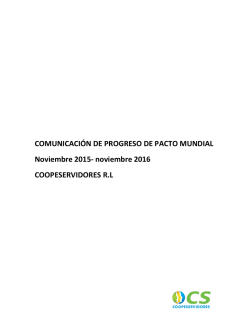COMUNICACIÓN DE PROGRESO DE PACTO MUNDIAL