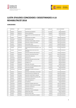 llista d`ajudes concedides i desestimades a la rehabilitació 2016