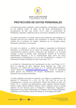 protección de datos personales - H. Ayuntamiento de San Luis Potosí