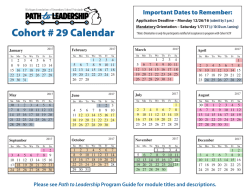 Cohort # 29 Calendar