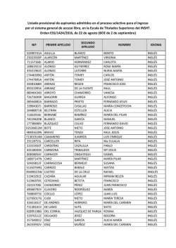 Listado provisional de admitidos del turno libre y del cupo de