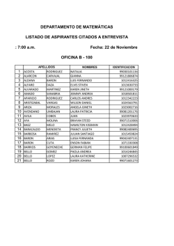 HORA: 7:00 a.m. Fecha: 22 de Noviembre DEPARTAMENTO DE