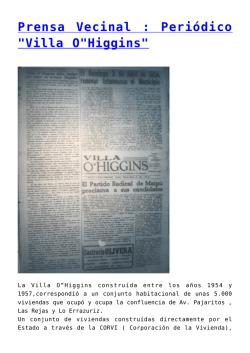 Prensa Vecinal : Periódico "Villa O"Higgins"