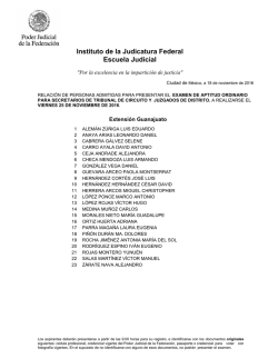 relaci&oacute;n de personas admitidas para presentar el examen