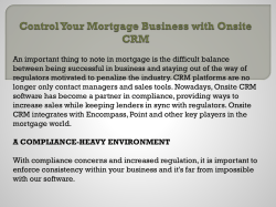 Control Your Mortgage Business with Onsite CRM