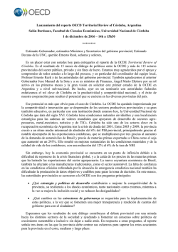 Lanzamiento del reporte OECD Territorial Review of Córdoba