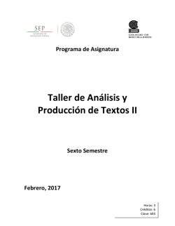 Taller de Análisis y Producción de Textos II