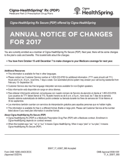 ANNUAL NOTICE OF CHANGES FOR 2017 Cigna