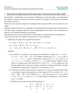 Ejercicios de aplicaciones de las derivadas y del teorema del valor