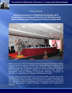 Honduras participa en la Segunda Reunión de la Alianza Global