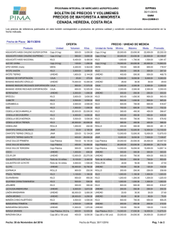 boletin de precios y volumenes precios de mayorista a