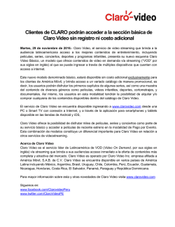 Clientes de CLARO podrán acceder a la sección básica de Claro