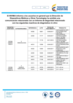 El INVIMA informa a los miembros de la Red de Tecnovigilancia y al