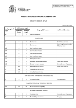 Presentation of the E.164 Spanish Numbering Plan