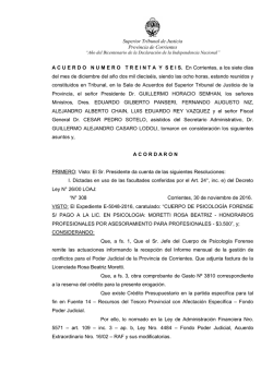 Acuerdo Nº 36/2016 - Poder Judicial de Corrientes
