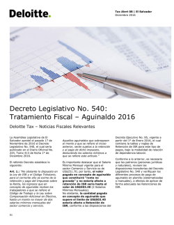 Decreto Legislativo No. 540: Tratamiento Fiscal