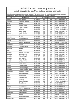 INGRESO 2017 Jóvenes y adultos