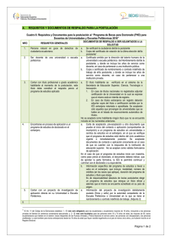 a. requisitos y documentos de respaldo para la postulación
