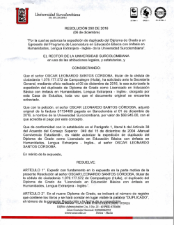Resolución 290 de 2016 - Universidad Surcolombiana