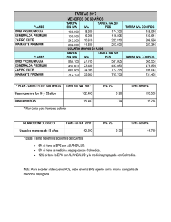 tarifas 2017 menores de 60 a&ntilde;os