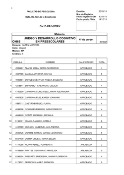 Materia OI665 JUEGO Y DESARROLLO COGNITIVO EN