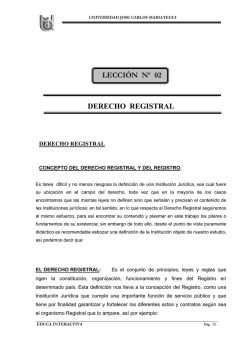 DERECHO REGISTRAL LECCIÓN Nº 02