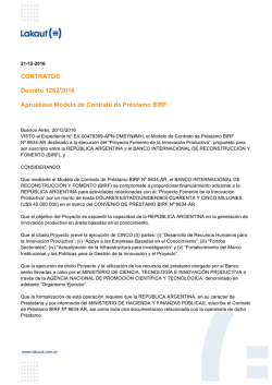 CONTRATOS Decreto 1282/2016 Apru&eacute;base Modelo de