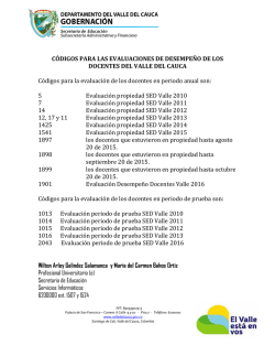 Códigos Evaluaciónes de Desempeño Docentes 2010-2016