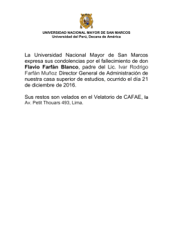 Condolencias por el fallecimiento de don Flavio Farfán Blanco