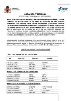 Orden de actuaci&oacute;n del segundo ejercicio de promoci&oacute;n interna y
