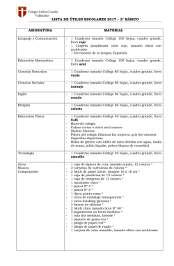 Lista de útiles 2º Básico - Colegio Carlos Cousiño Valparaíso