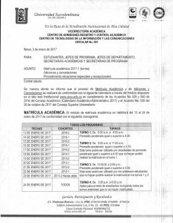 Fechas de Matrícula académica 2017-1