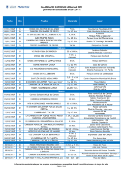 CALENDARIO CARRERAS URBANAS 2017 (información