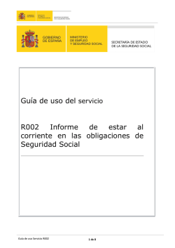 Guía de uso. Servicio R002 - Sede Electrónica de la Seguridad Social