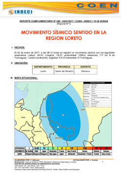 movimiento sísmico sentido en la region loreto