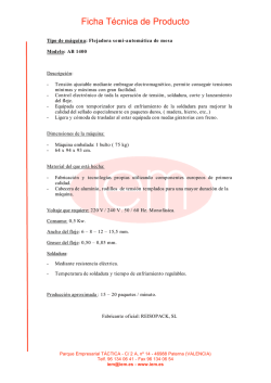 Ficha técnica de la flejadora semiautomática AB 1400