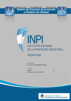 Bolet&iacute;n de Patentes de Invenci&oacute;n y Modelos de Utilidad