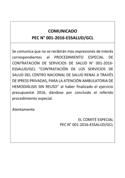 COMUNICADO PEC N° 001-2016