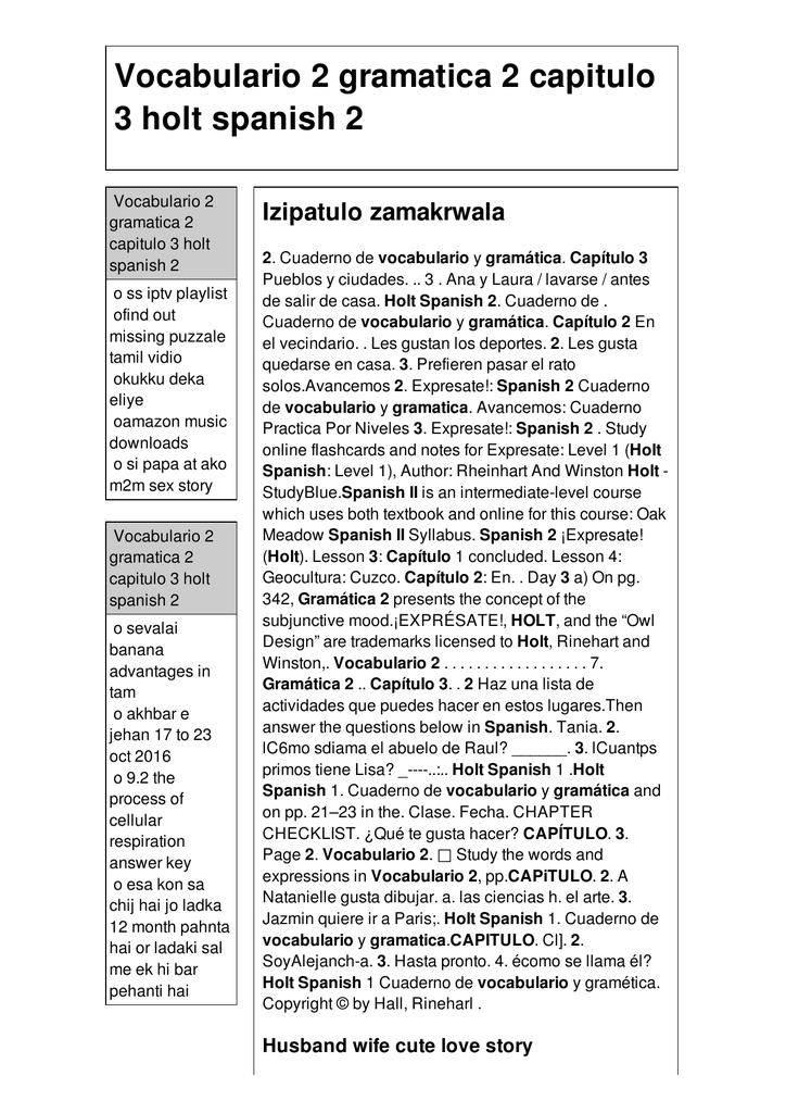 Voario 2 Gramatica 2 Capitulo 3 Holt Spanish 2