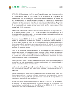 DECRETO del Presidente 31/2016, de 13 de diciembre, por