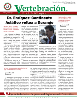 Dr. Enríquez: Continente Asiático voltea a Durango