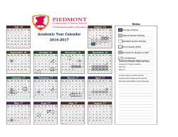 Academic Year Calendar 2016-2017