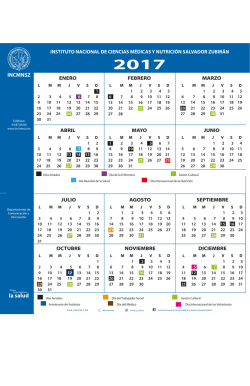 Calendario INCMNSZ 2017 - Instituto Nacional de Ciencias Médicas