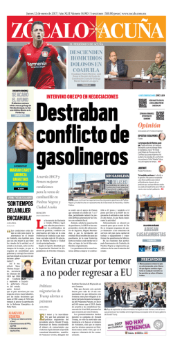 Portada: Destraban conflicto de gasolineros